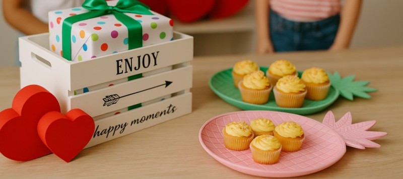 Decoración de fiestas infantiles con cajas y bandejas de colores
