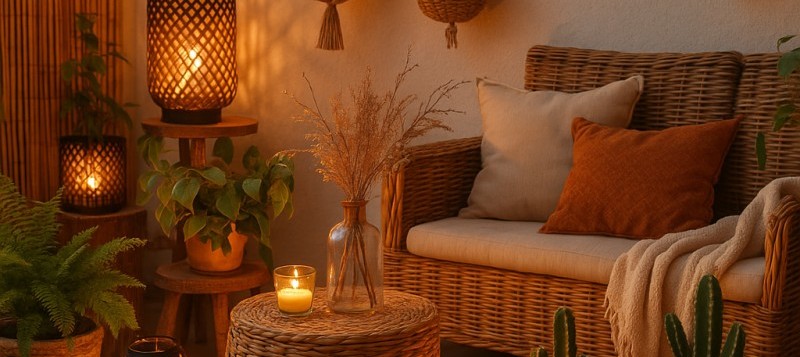 Estilo boho en exteriores: hamacas y decoración natural