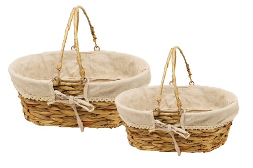 Cesta mimbre con tela s/2