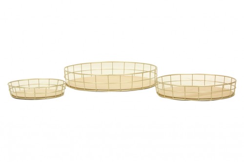 Bandeja metal oro redonda s/3