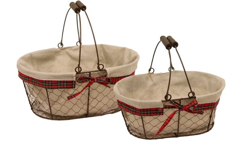 Cesta metalica ovalada con tela s/2