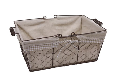 Cesta metalica rectangular con tela