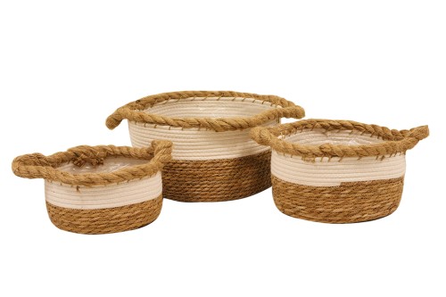 Maceteros seagrass redondo blanco s/3